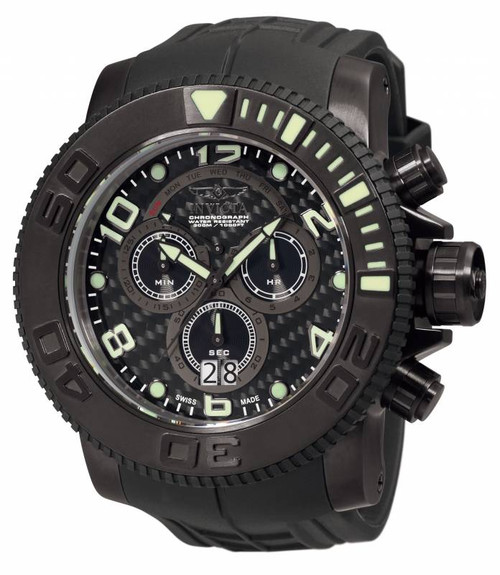 Invicta Men's 0414 Sea Hunter Quartz Chronograph Black Dial Watch